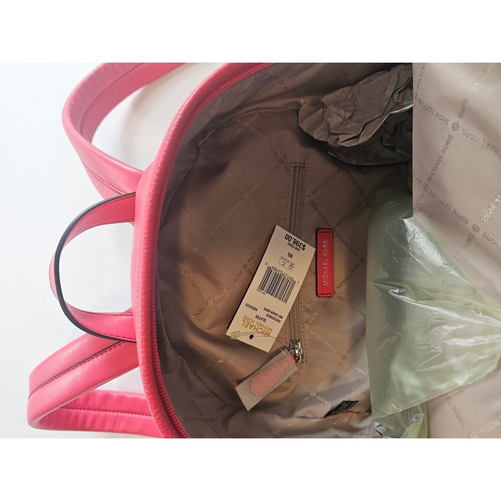 Michael Kors Slater Backpack Womens Medium Hibiscus Pink Pebbled Leather NWT - Picture 4 of 4